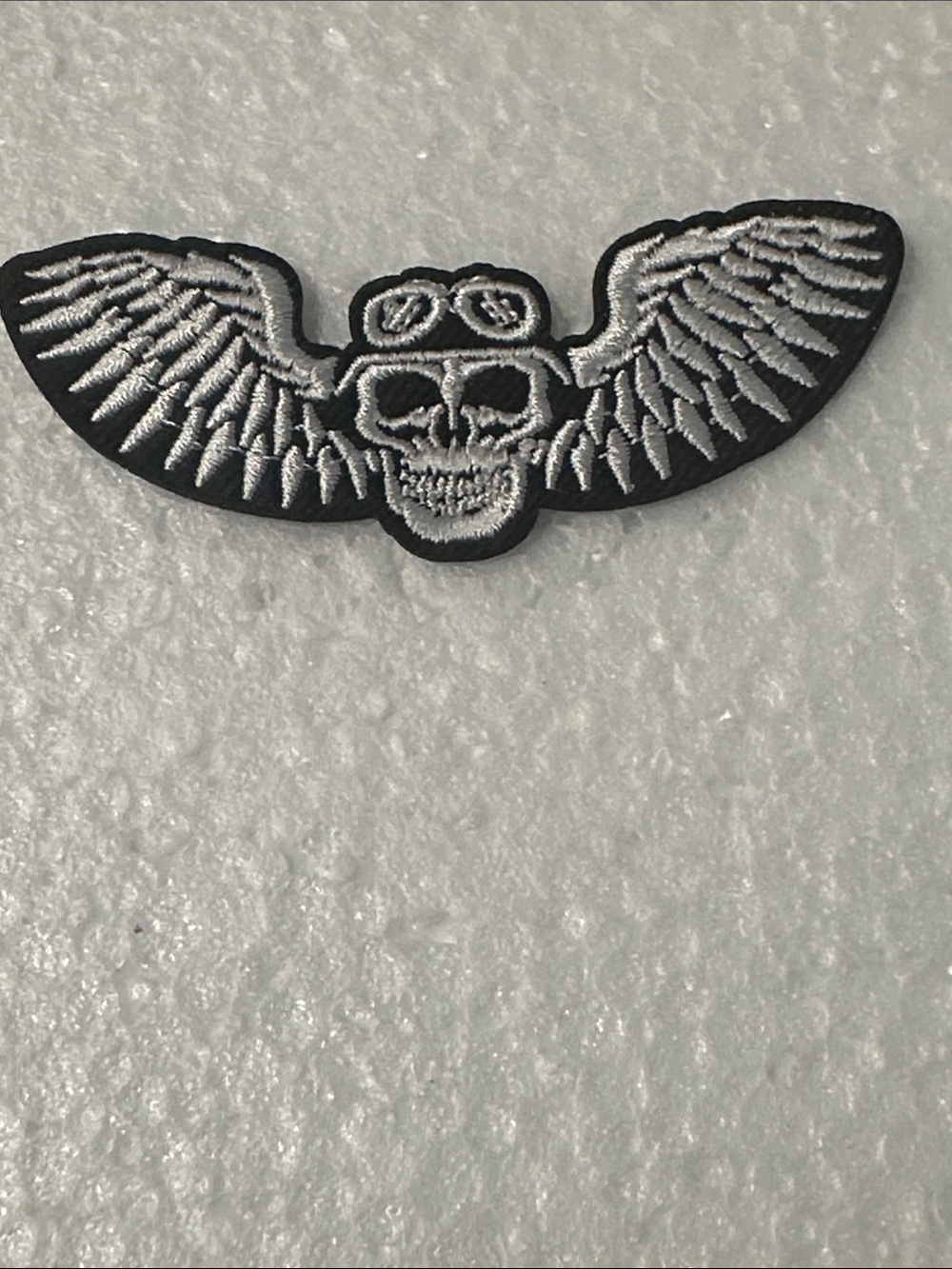 Black and Silver Winged Skull Embroidered Patch for Men Accessories